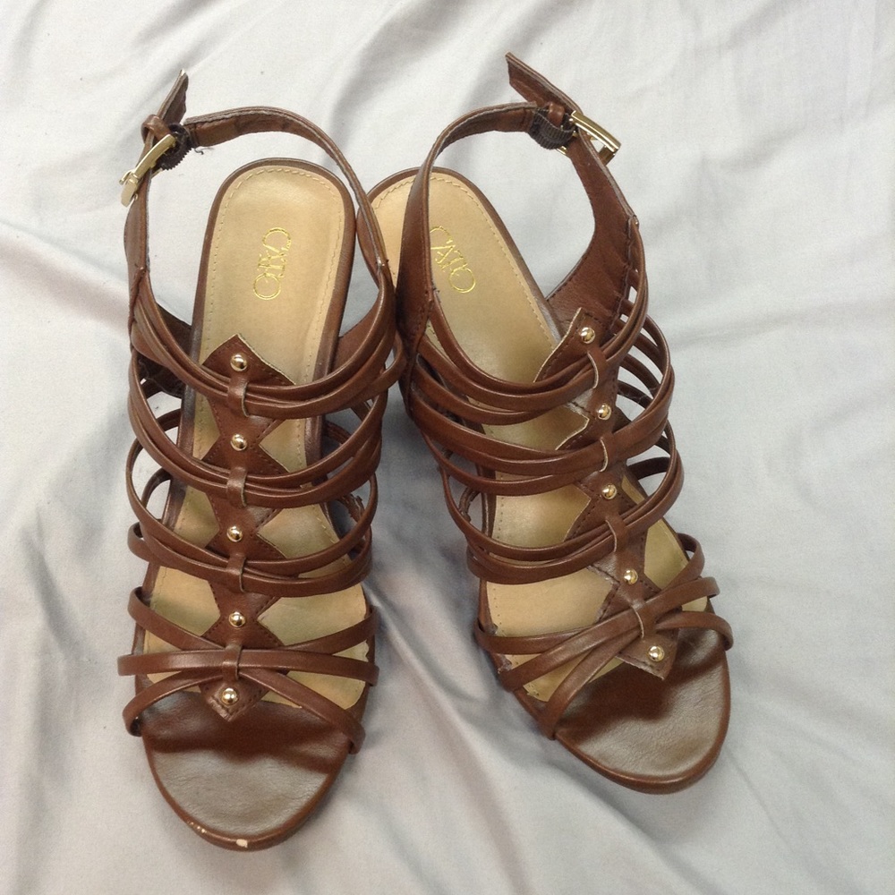 Cato Brown Strappy Sandal Wedges